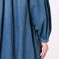 45R Indigo 45 Petit Denim Cutwork Embroidery Smocking Dress Distressed