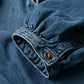 45R Indigo 45 Petit Denim Cutwork Embroidery Smocking Dress Distressed