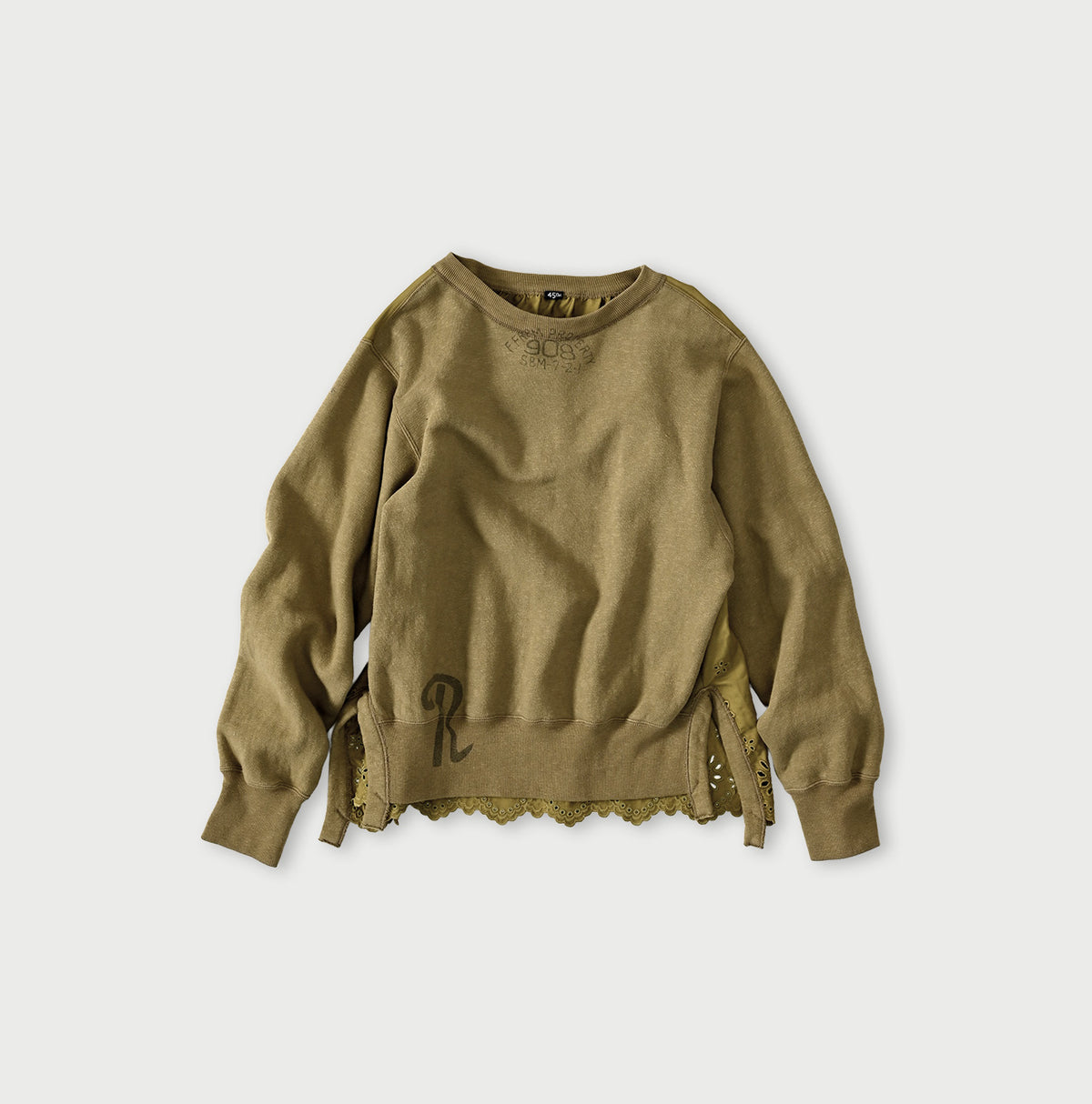 45R Cotton Fleece Cutwork Top