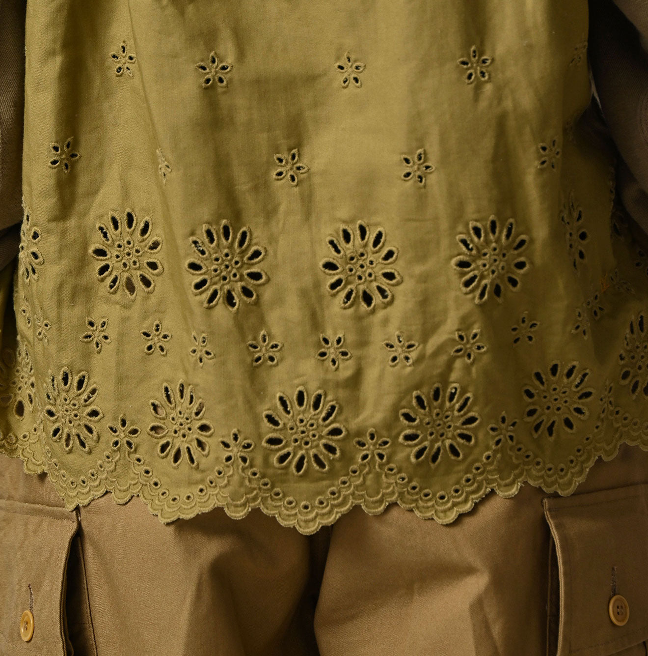 45R Cotton Fleece Cutwork Top