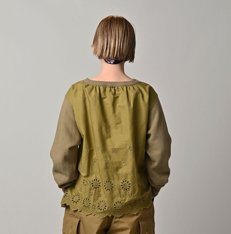 45R Cotton Fleece Cutwork Top