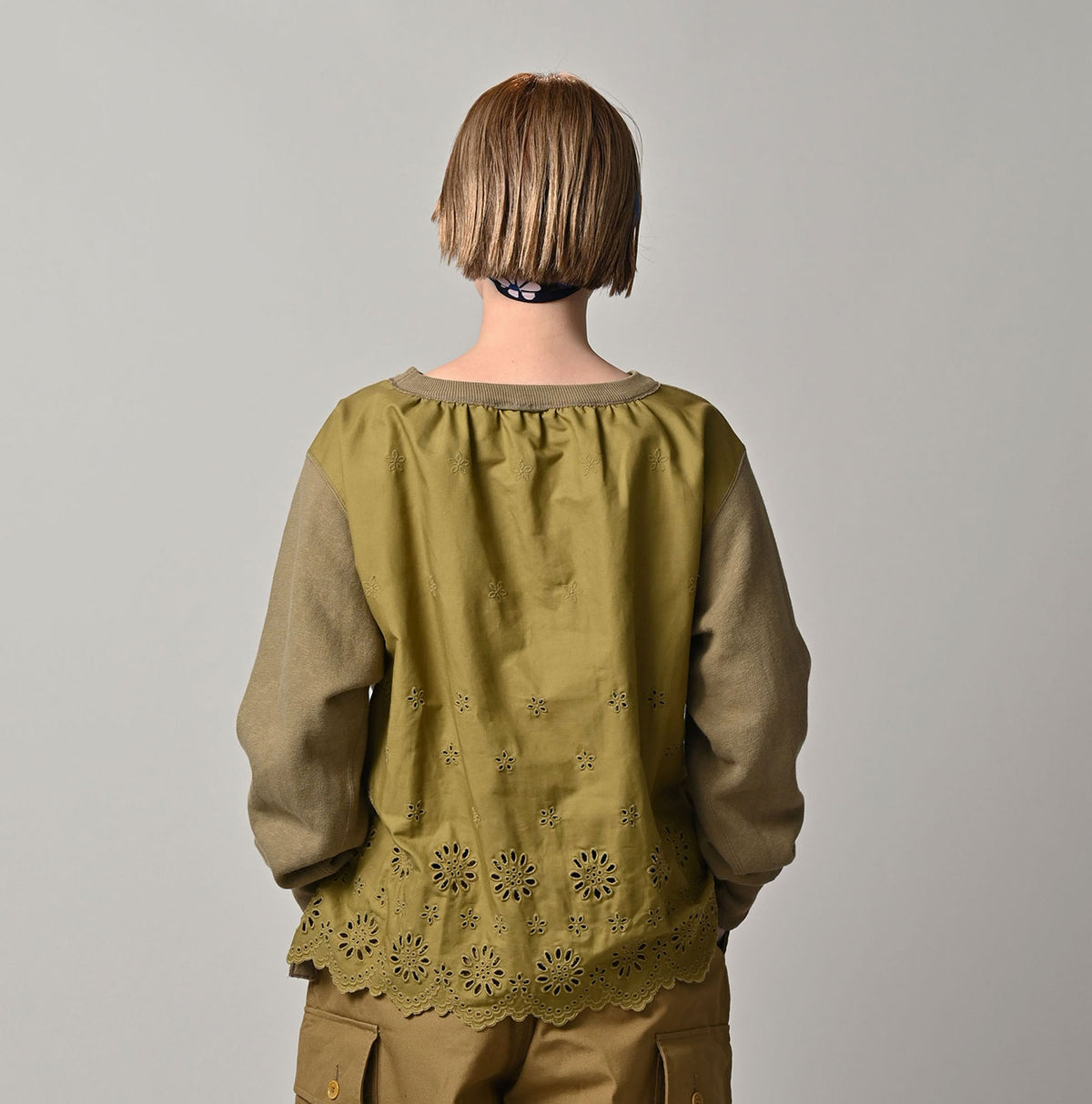 45R Cotton Fleece Cutwork Top