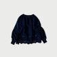 45R Indigo Cotton Fleece Cutwork Top