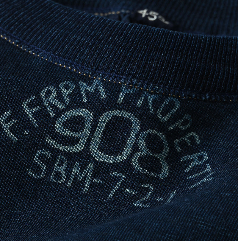 45R Indigo Cotton Fleece Cutwork Top