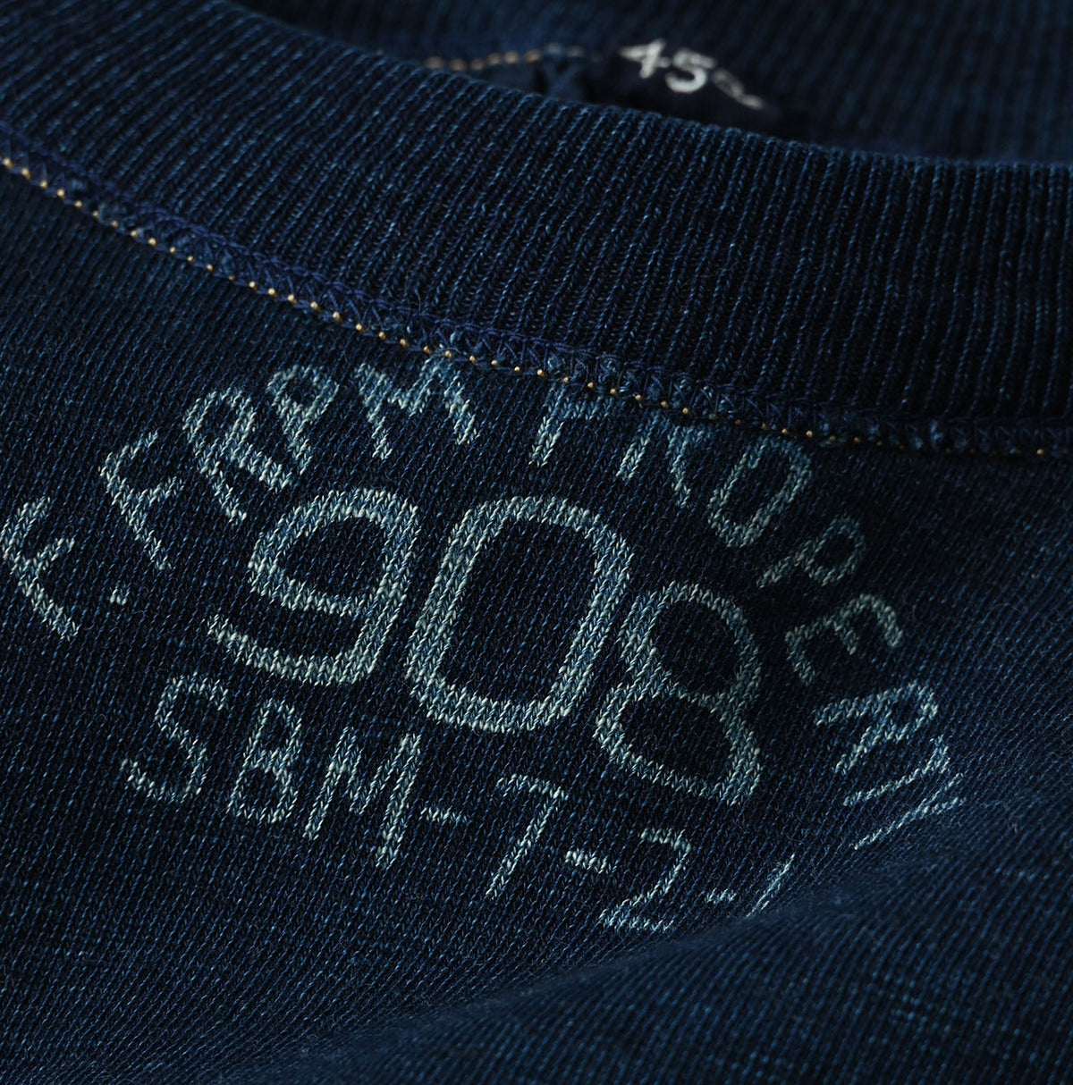 45R Indigo Cotton Fleece Cutwork Top