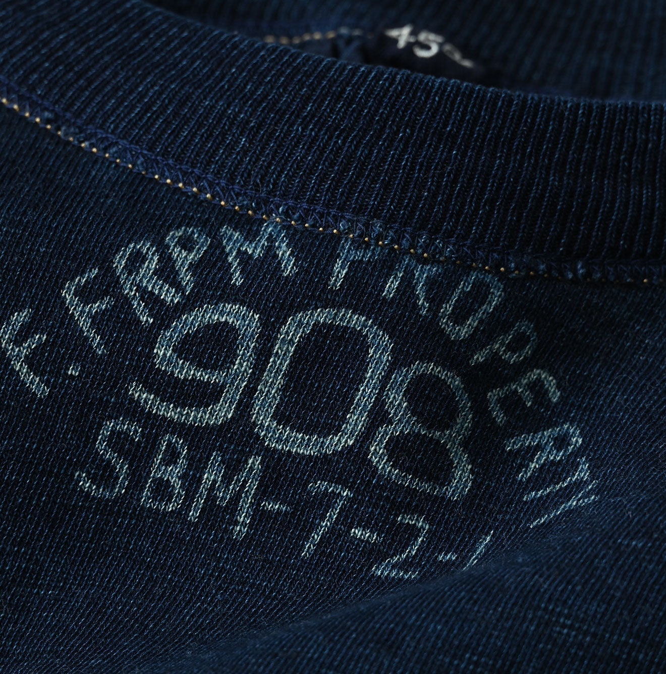 45R Indigo Cotton Fleece Cutwork Top