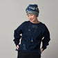 45R Indigo Cotton Fleece Cutwork Top
