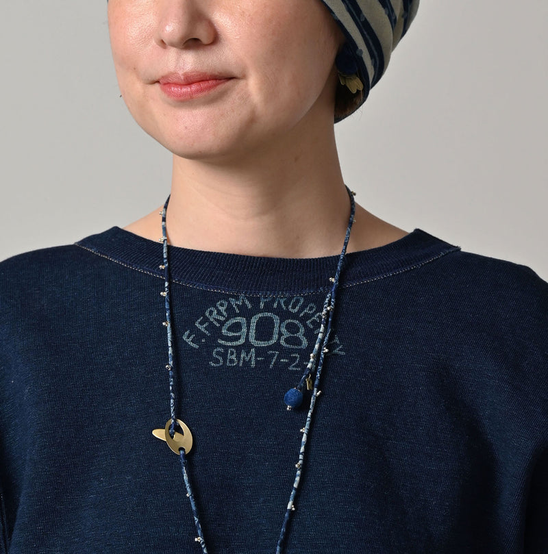 45R Indigo Cotton Fleece Cutwork Top - Image 6