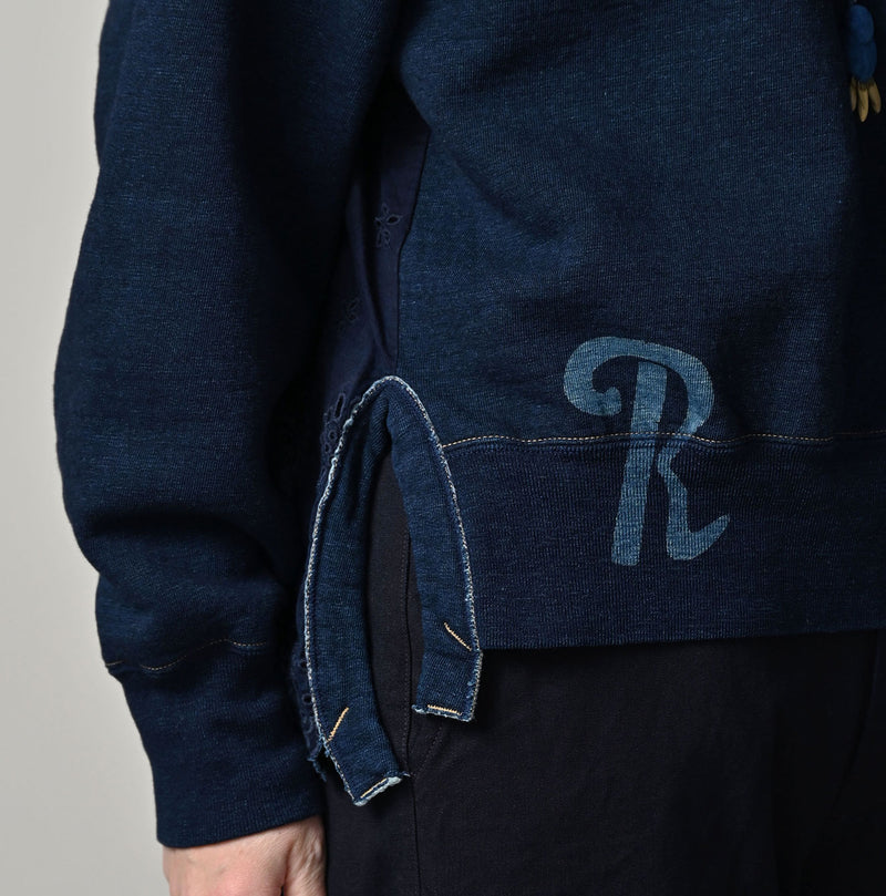 45R Indigo Cotton Fleece Cutwork Top - Image 7