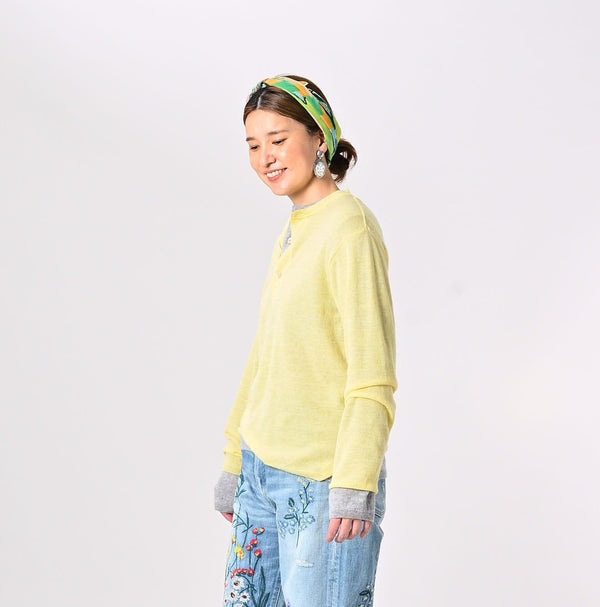 Botanical Dyed Cashmere Super Gauze Henley - 45R by 45rpm studio