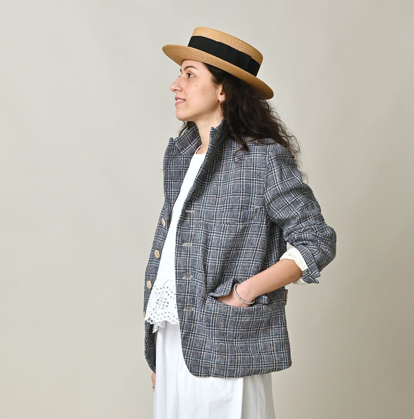 45R Cotton Linen Tweed 908 Jacket - Image 9