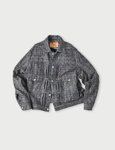 Indigo Sankuzushi Jacquard Denim Jacket (Size 2)