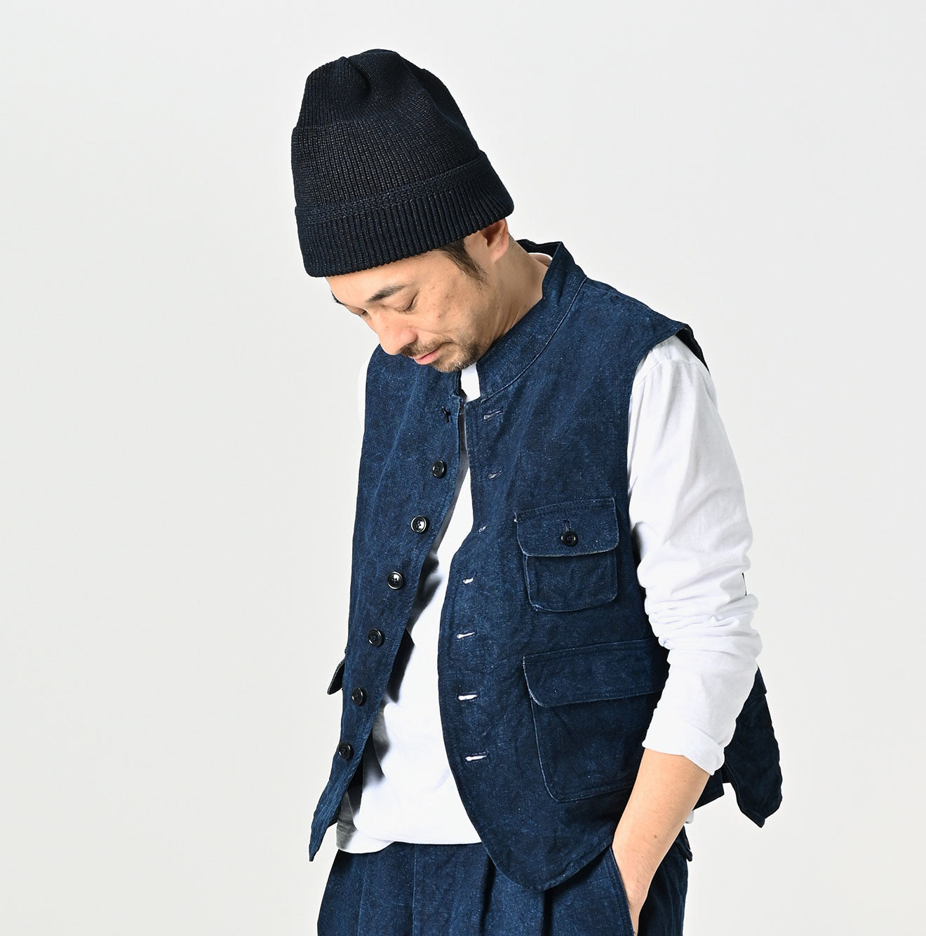 45R Indigo Linen Duck 908 Hunting Vest