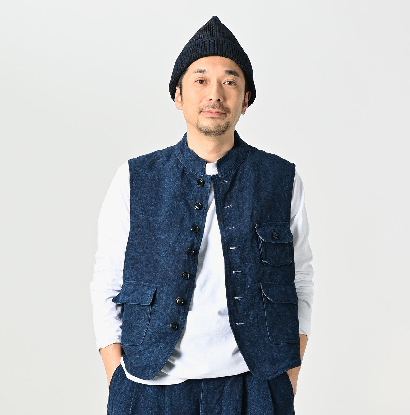 45R Indigo Linen Duck 908 Hunting Vest