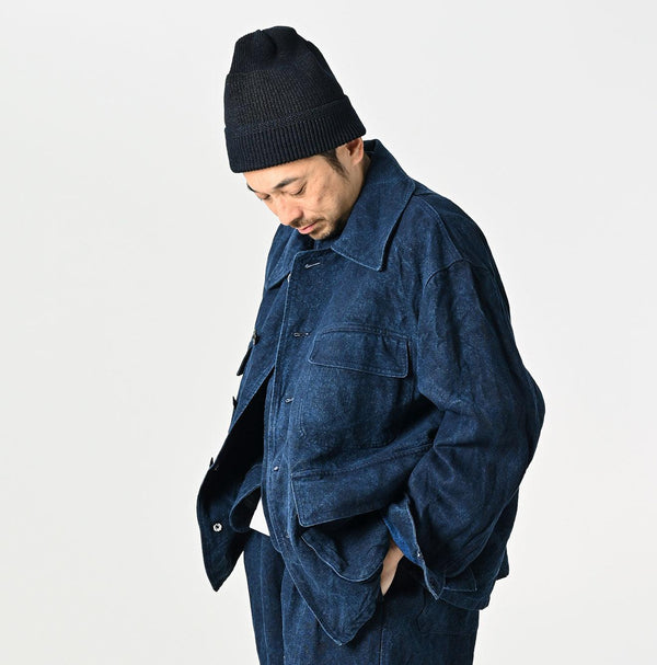 Indigo Linen Duck 908 Hunting Jacket - 45R by 45rpm studio