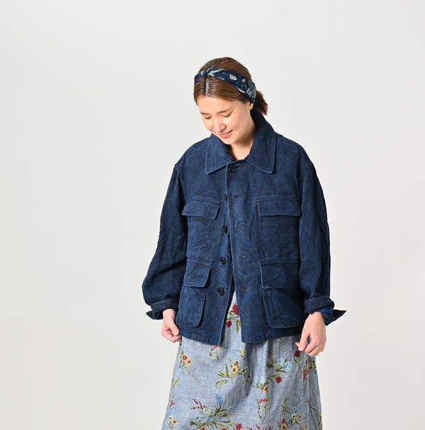 Indigo Linen Duck 908 Hunting Jacket - 45R by 45rpm studio
