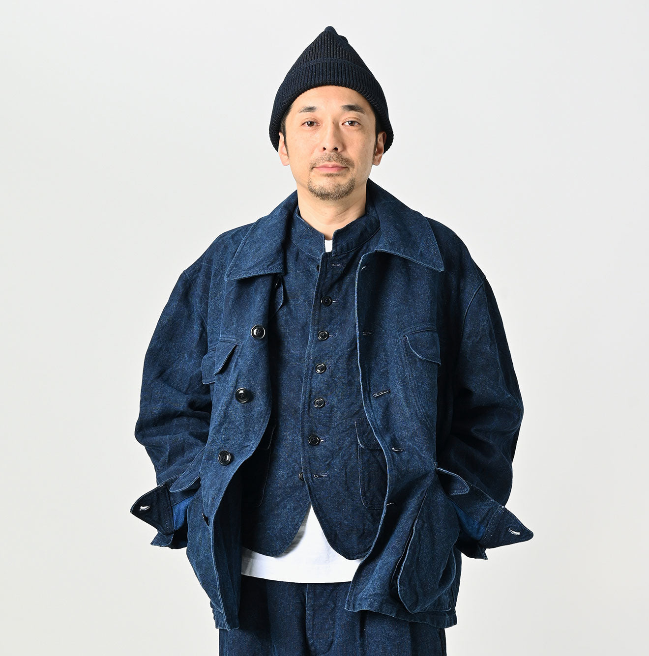 45R Indigo Linen Duck 908 Hunting Jacket