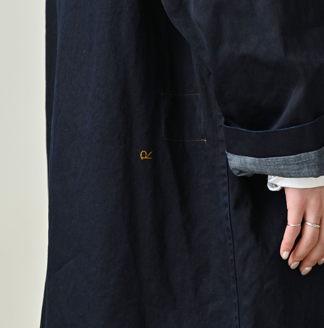 45R Indigo Two-Ply Chino 908 Bal Collar Coat - Image 11