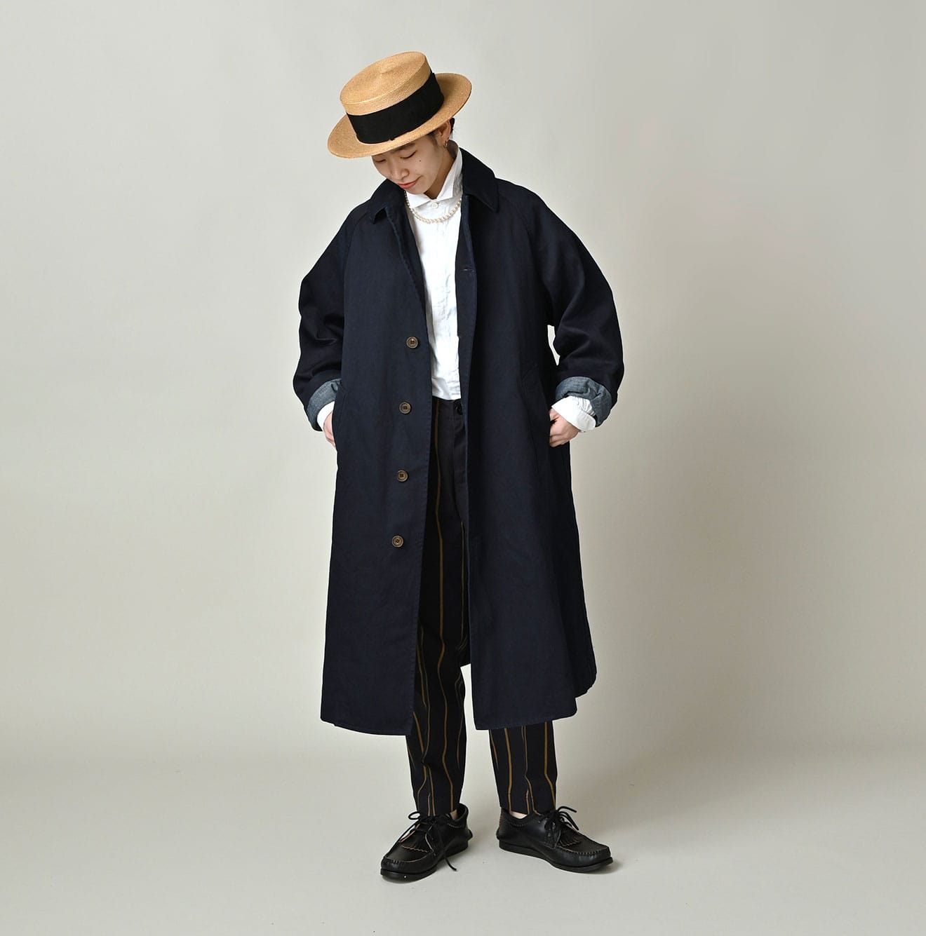 45R Indigo Two-Ply Chino 908 Bal Collar Coat - Image 2