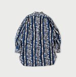 Stripe Flower Block Print 908 Grandpa Pullover Shirt - 45R by 45rpm studio