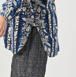 Stripe Flower Block Print 908 Grandpa Pullover Shirt - 45R by 45rpm studio
