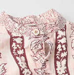 Stripe Flower Block Print 908 Grandpa Pullover Shirt - 45R by 45rpm studio