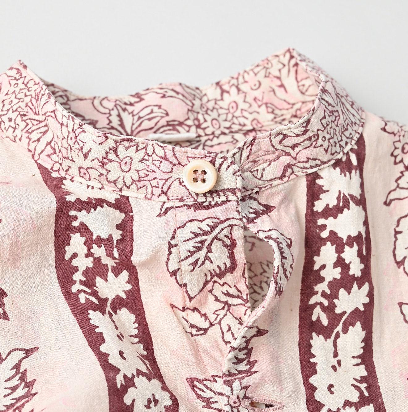 Stripe Flower Block Print 908 Grandpa Pullover Shirt - 45R by 45rpm studio - Image 14