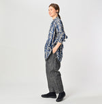 Stripe Flower Block Print 908 Grandpa Pullover Shirt - 45R by 45rpm studio