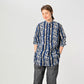 45R Stripe Flower Block Print 908 Grandpa Pullover Shirt