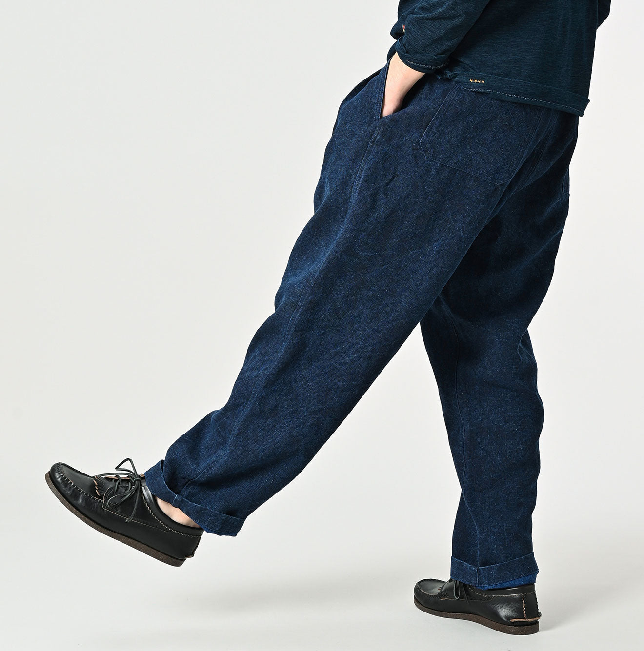 45R Indigo Linen Duck 908 Pegtop Pants