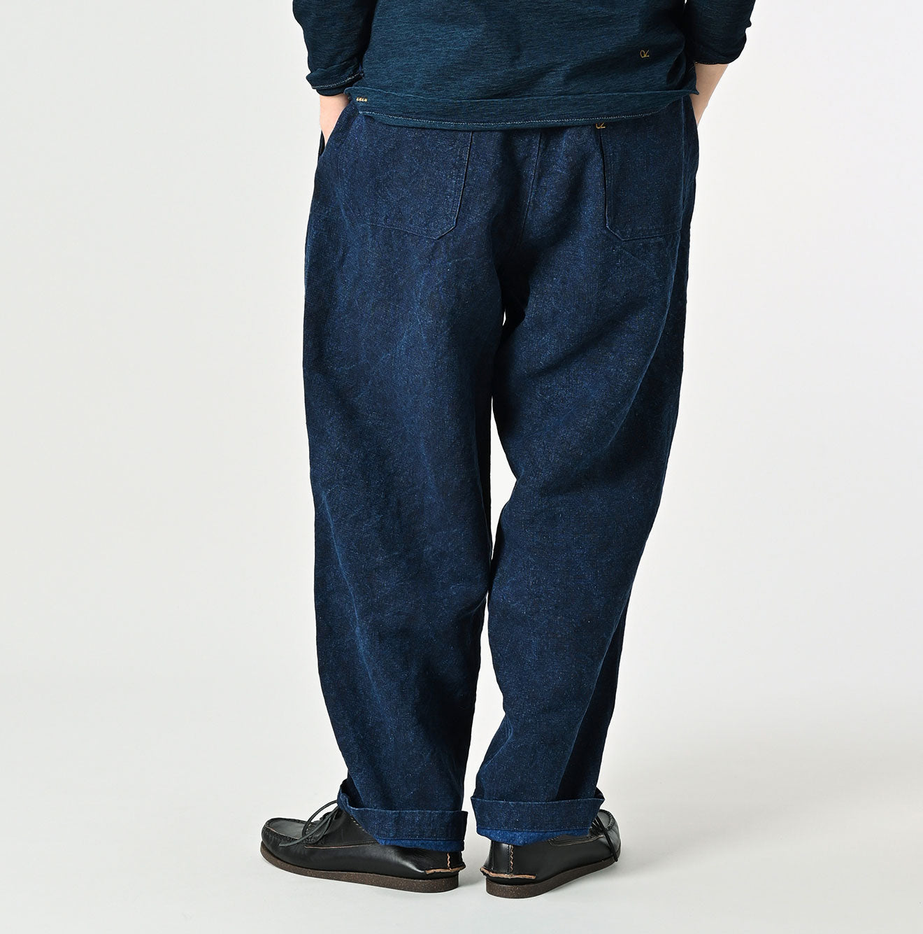 45R Indigo Linen Duck 908 Pegtop Pants