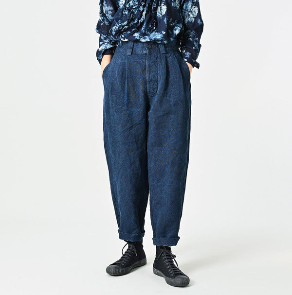 Indigo Linen Duck 908 Pegtop Pants - 45R by 45rpm studio