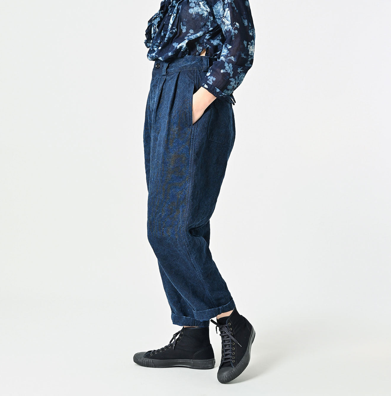 45R Indigo Linen Duck 908 Pegtop Pants