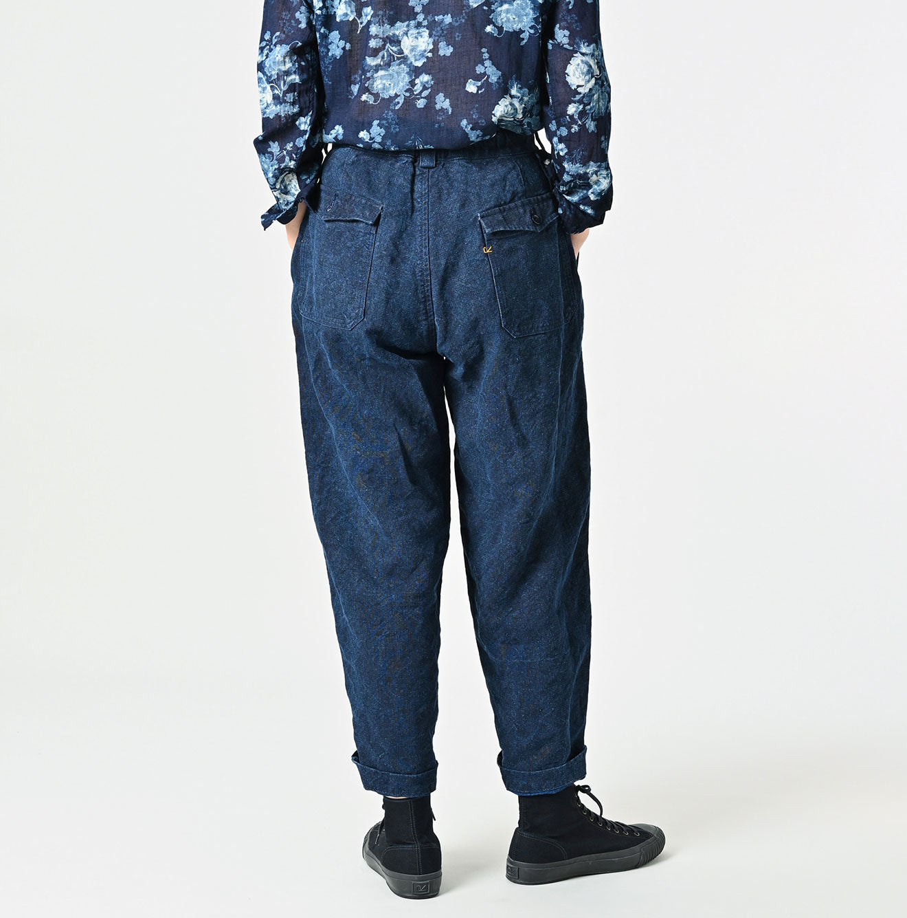 45R Indigo Linen Duck 908 Pegtop Pants