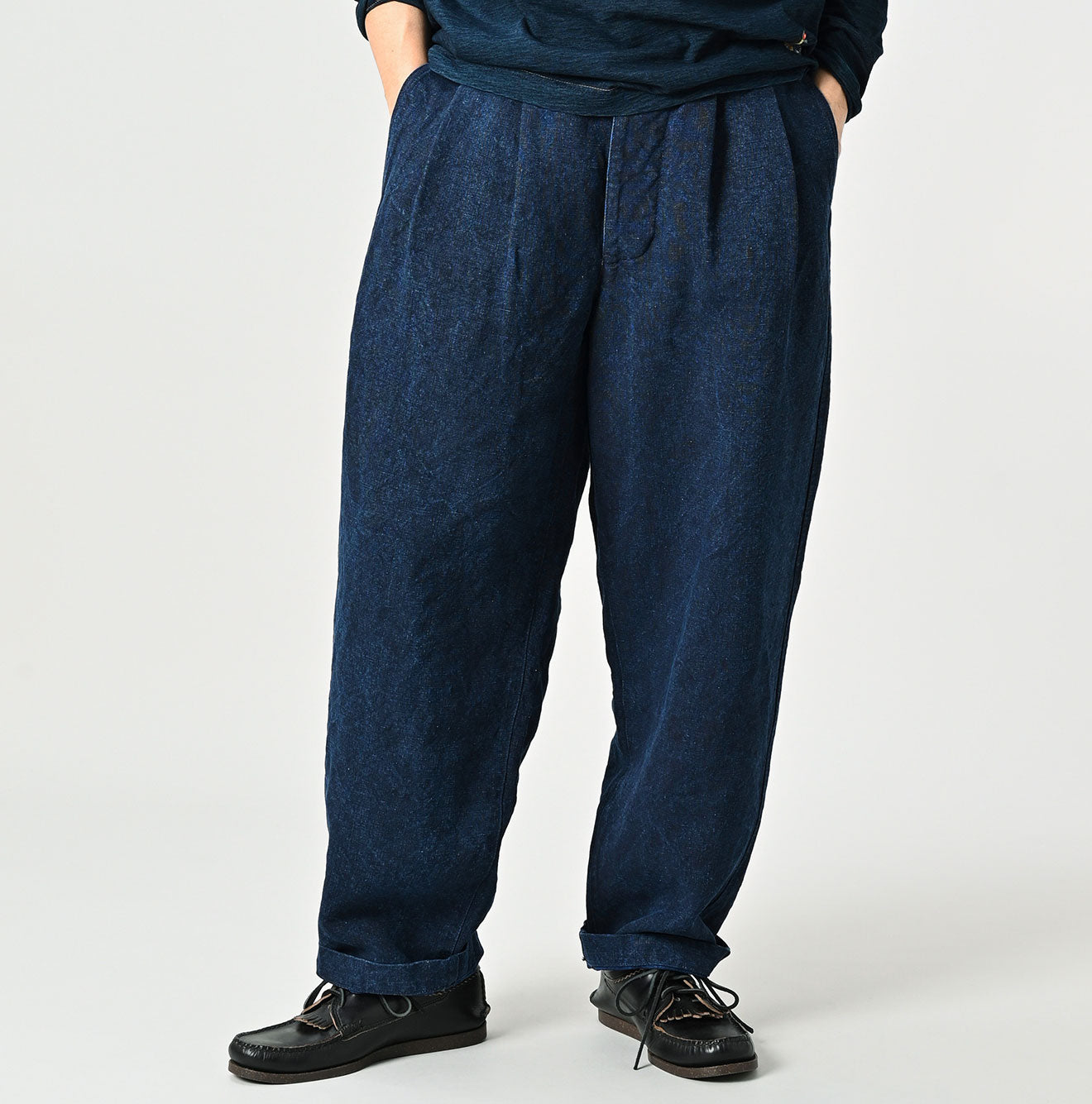 45R Indigo Linen Duck 908 Pegtop Pants