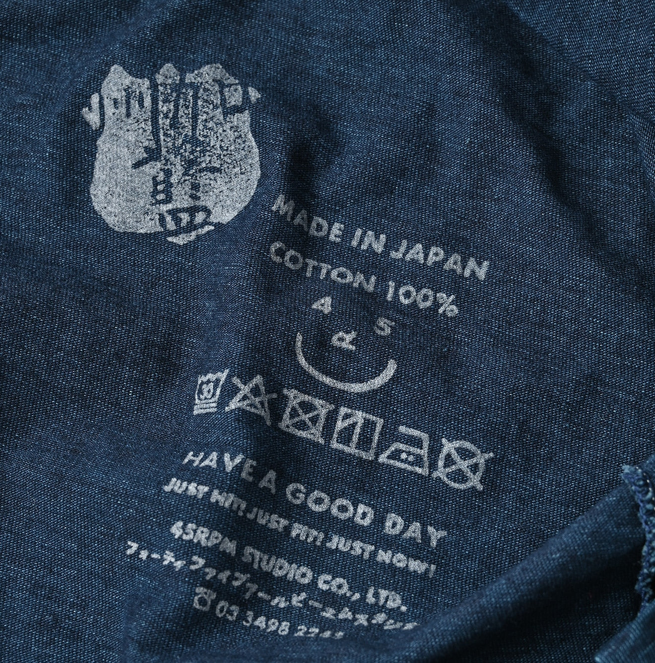 Indigo Otemaechodai Bull 908 Embroidery T-shirt - 45R by 45rpm studio