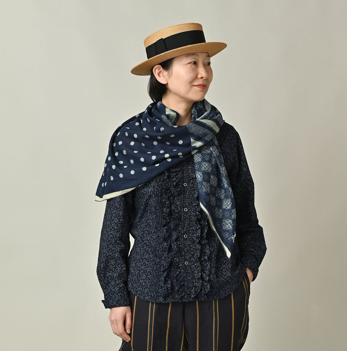 45R Indigo Twill Preppy Mix FUROSHIKii