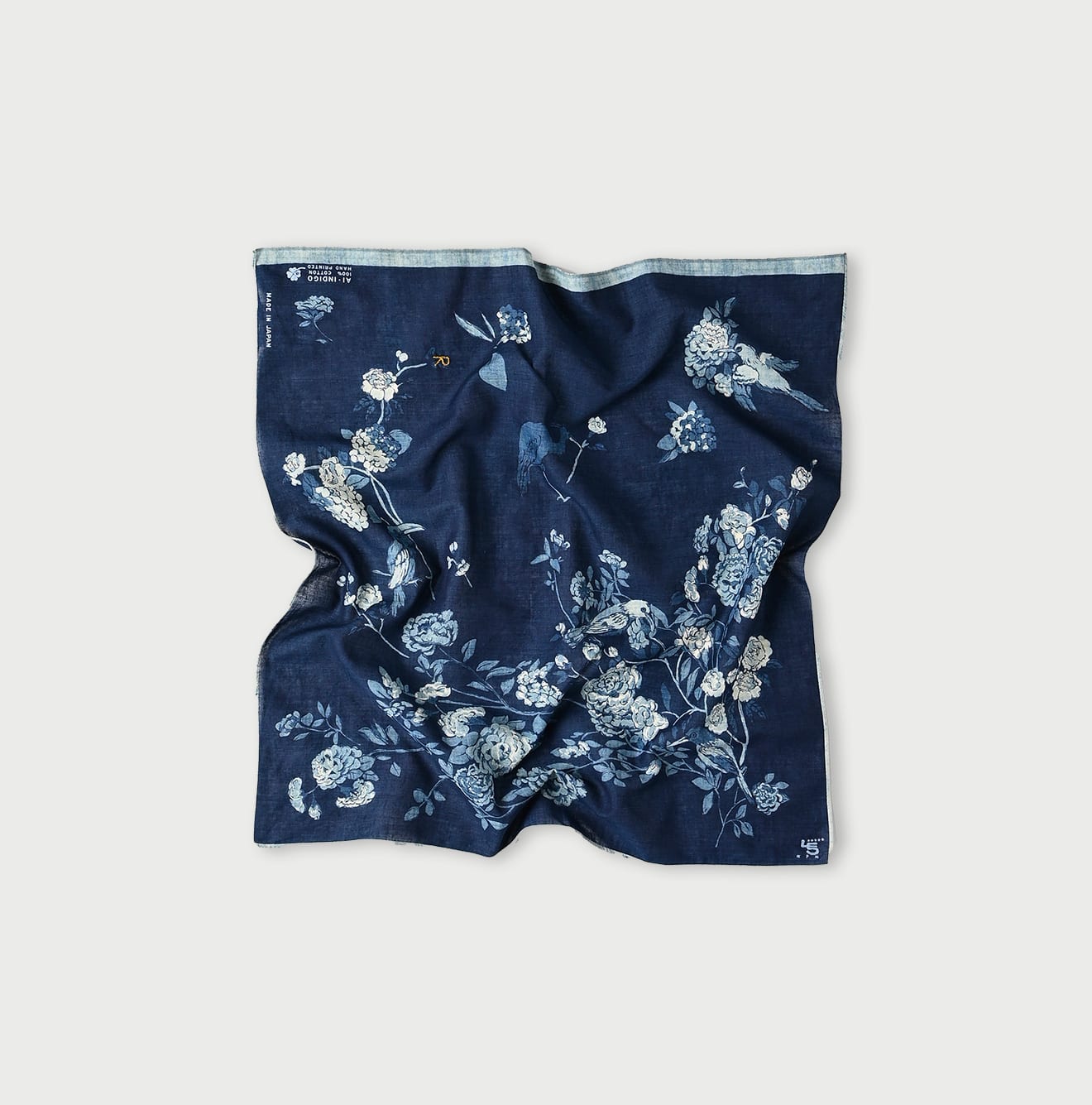 Indigo Khadi Bird Garden Bandana