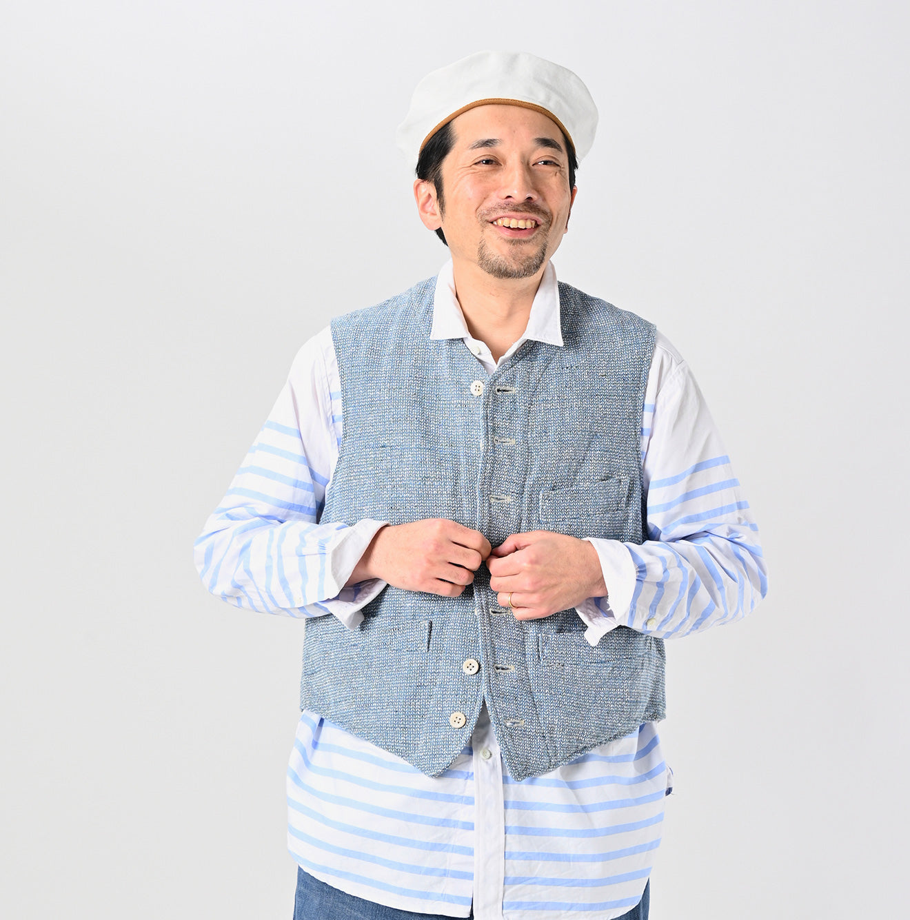 45R Cotton Linen Tweed 908 Vest