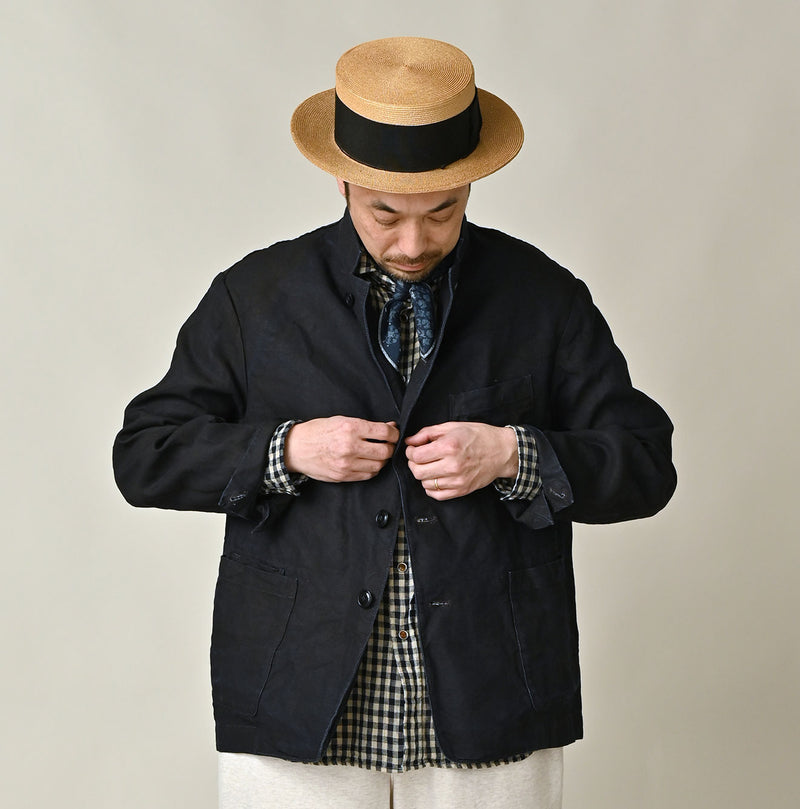 45R Indigo Linen 908 Cardigan Jacket - Image 4