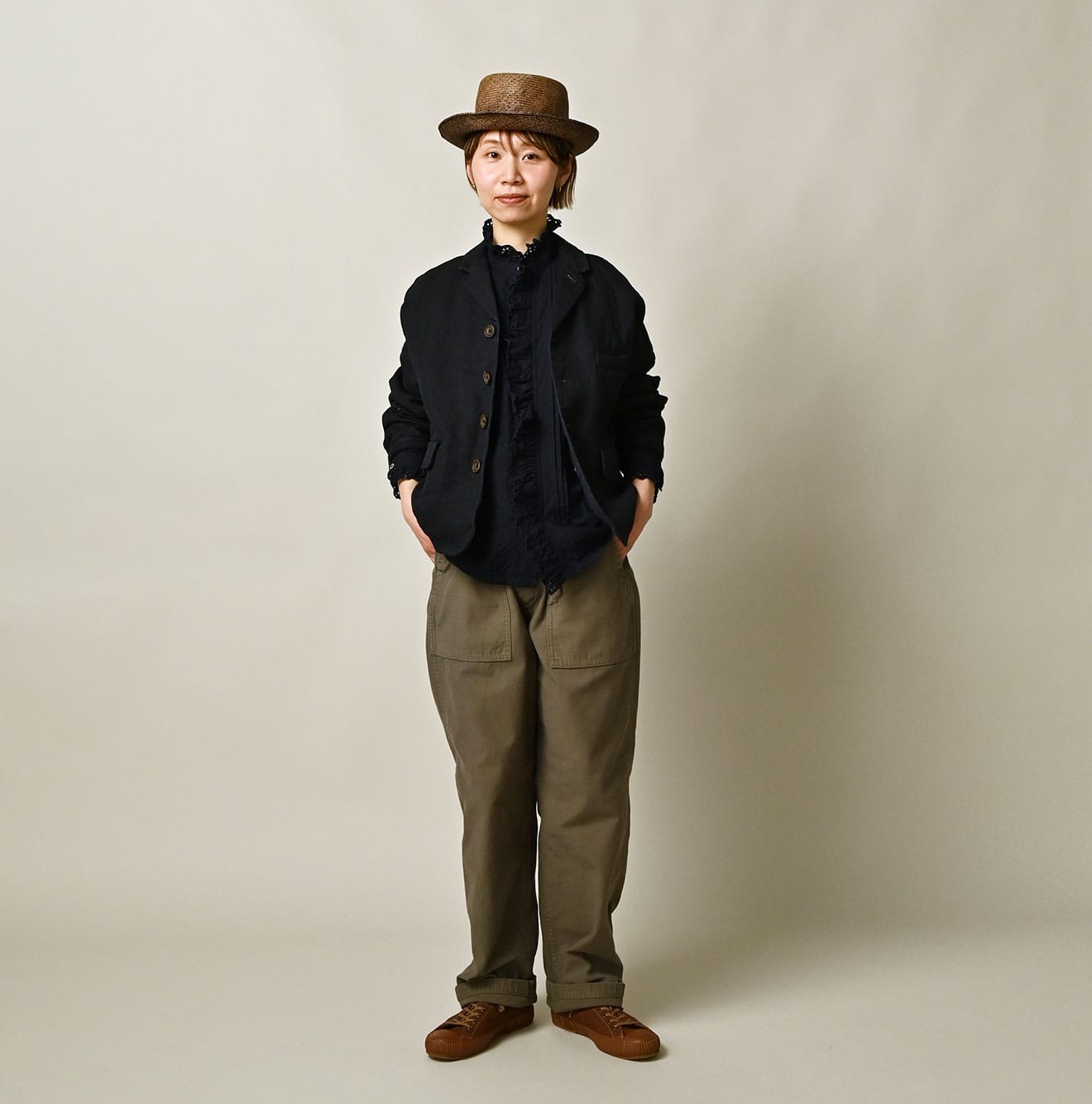 45R Indigo Linen Herringbone 908 Uma Jacket