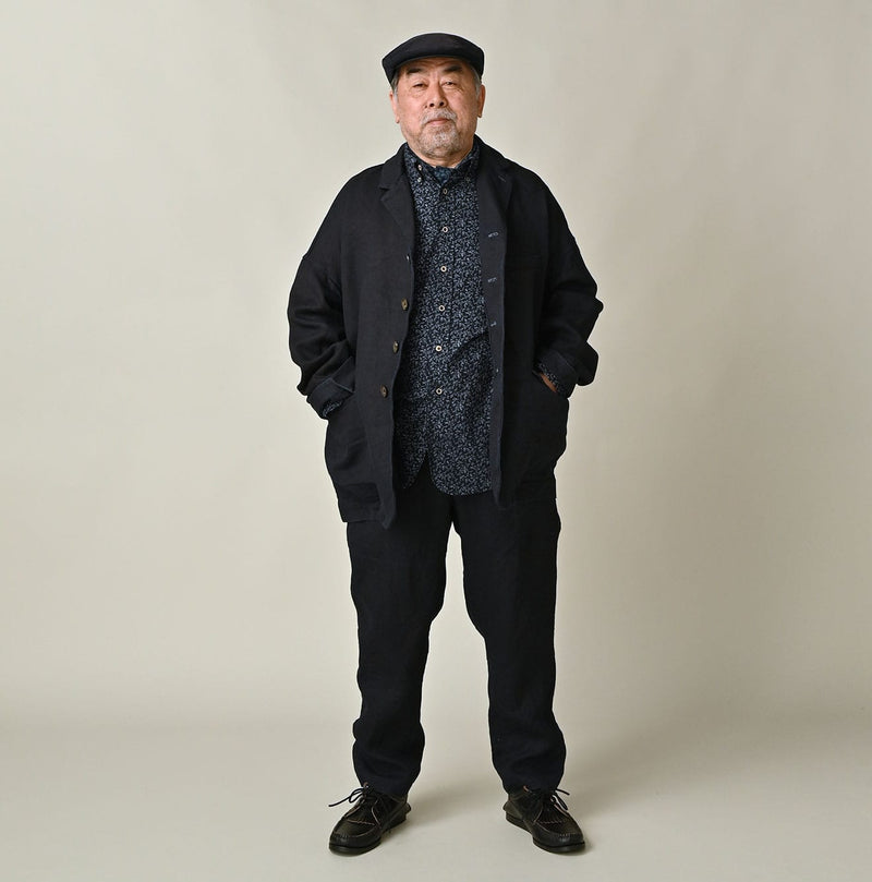 45R Indigo Linen Herringbone 908 Uma Jacket - Image 3