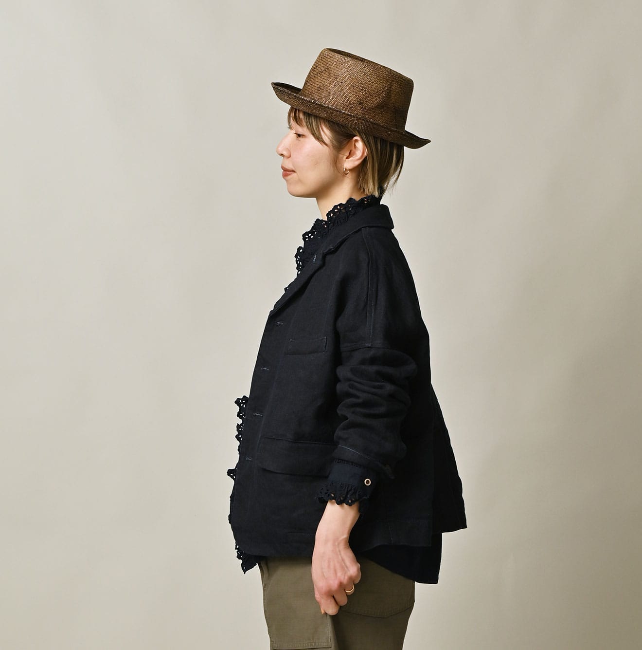 45R Indigo Linen Herringbone 908 Uma Jacket - Image 5