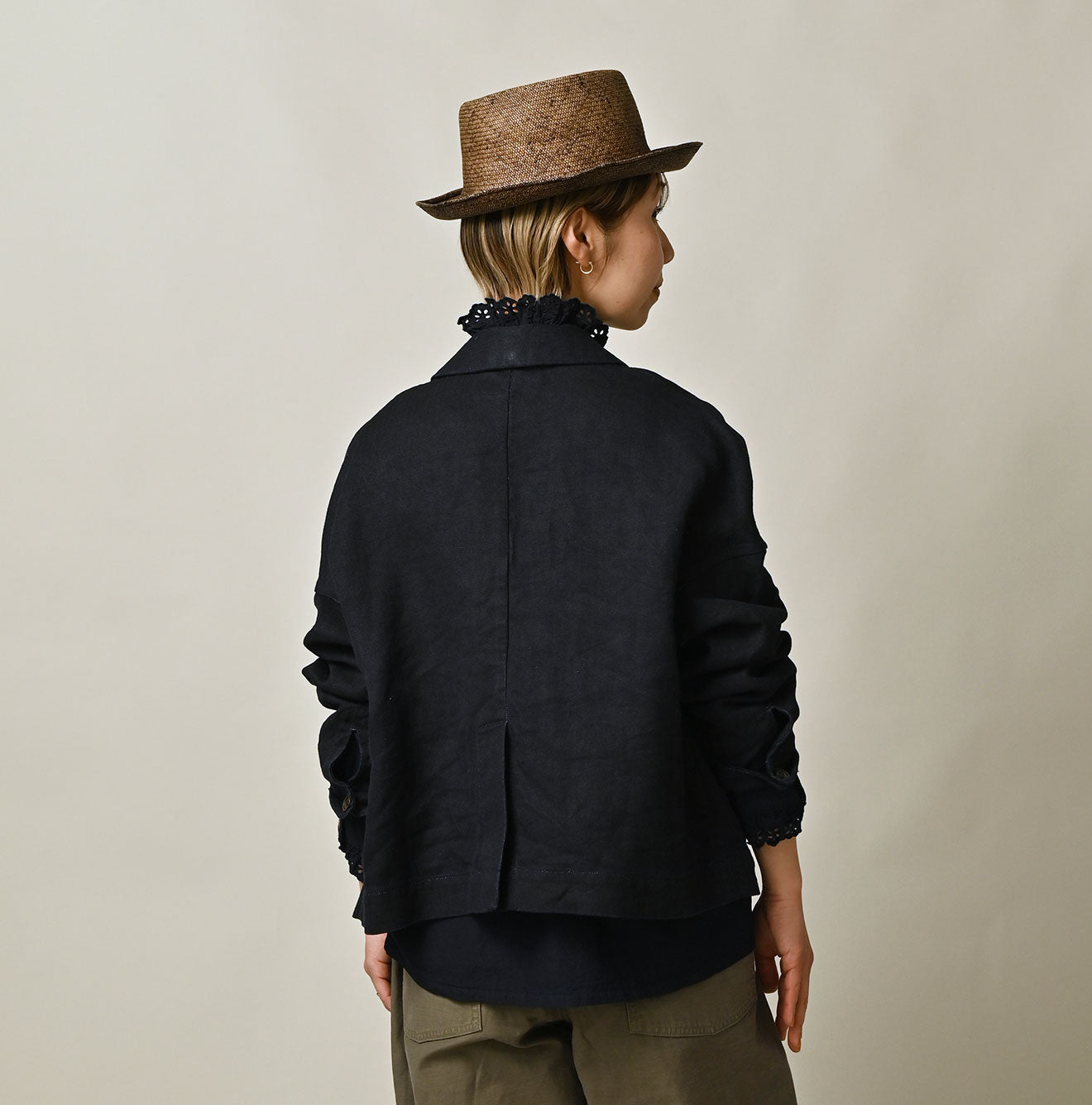 45R Indigo Linen Herringbone 908 Uma Jacket - Image 6