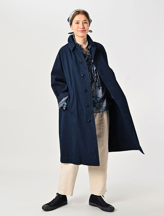 Indigo Light Gabardine 908 Balmacaan Coat