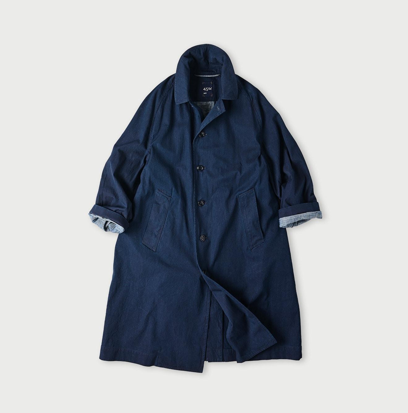 Indigo Light Gabardine 908 Balmacaan Coat (Size 4) – 45R GLOBAL