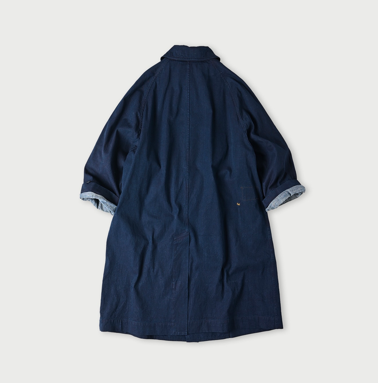 45R Indigo Light Gabardine 908 Balmacaan Coat