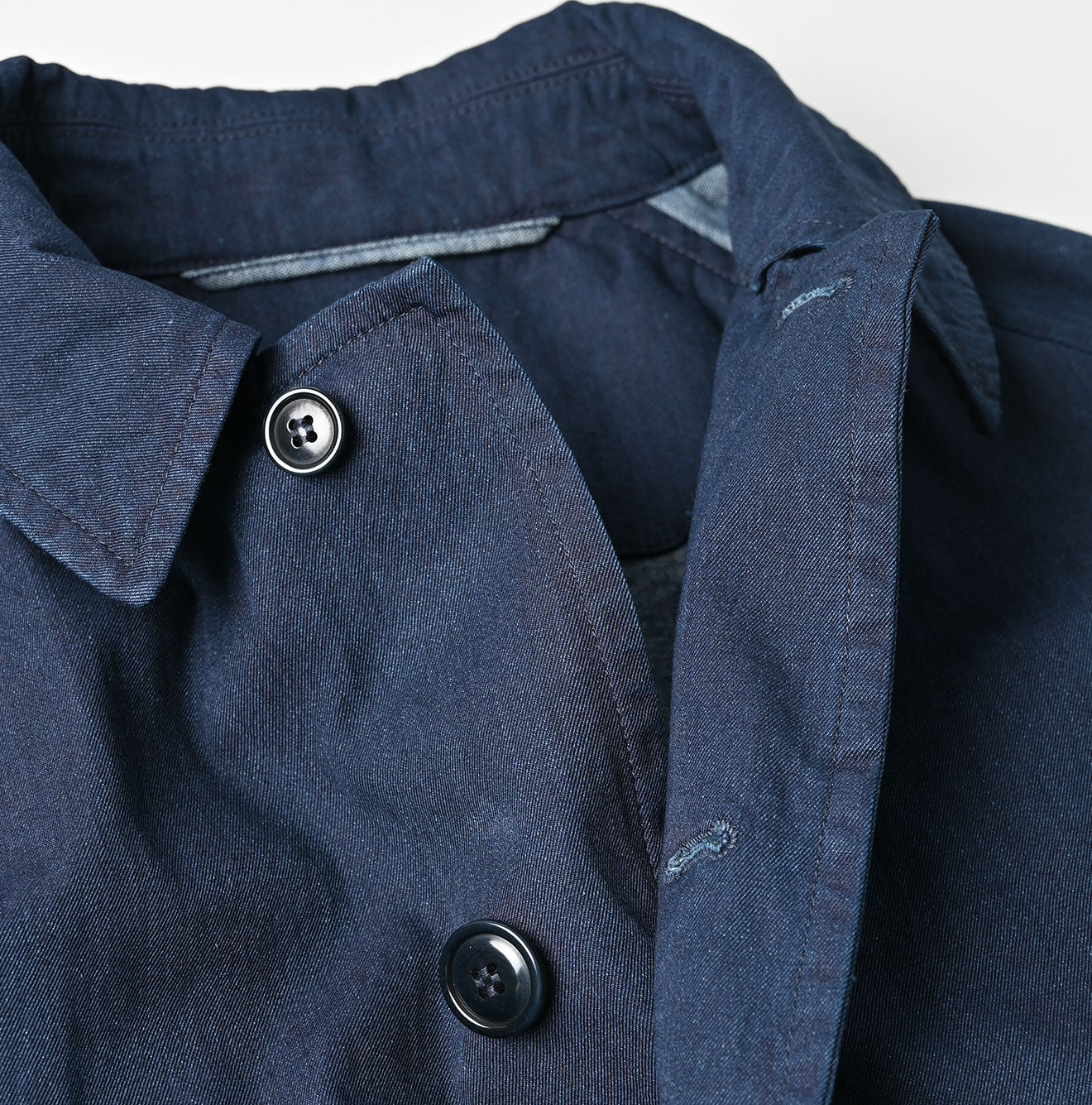 45R Indigo Light Gabardine 908 Balmacaan Coat