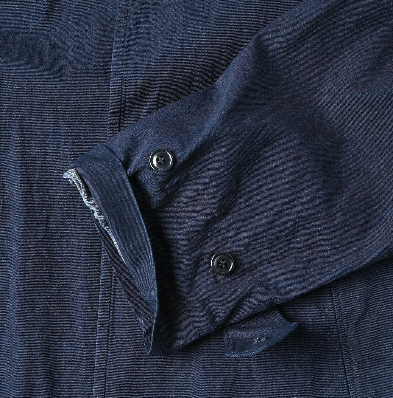 Indigo Light Gabardine 908 Balmacaan Coat (Size 4) - 45R by 45rpm studio