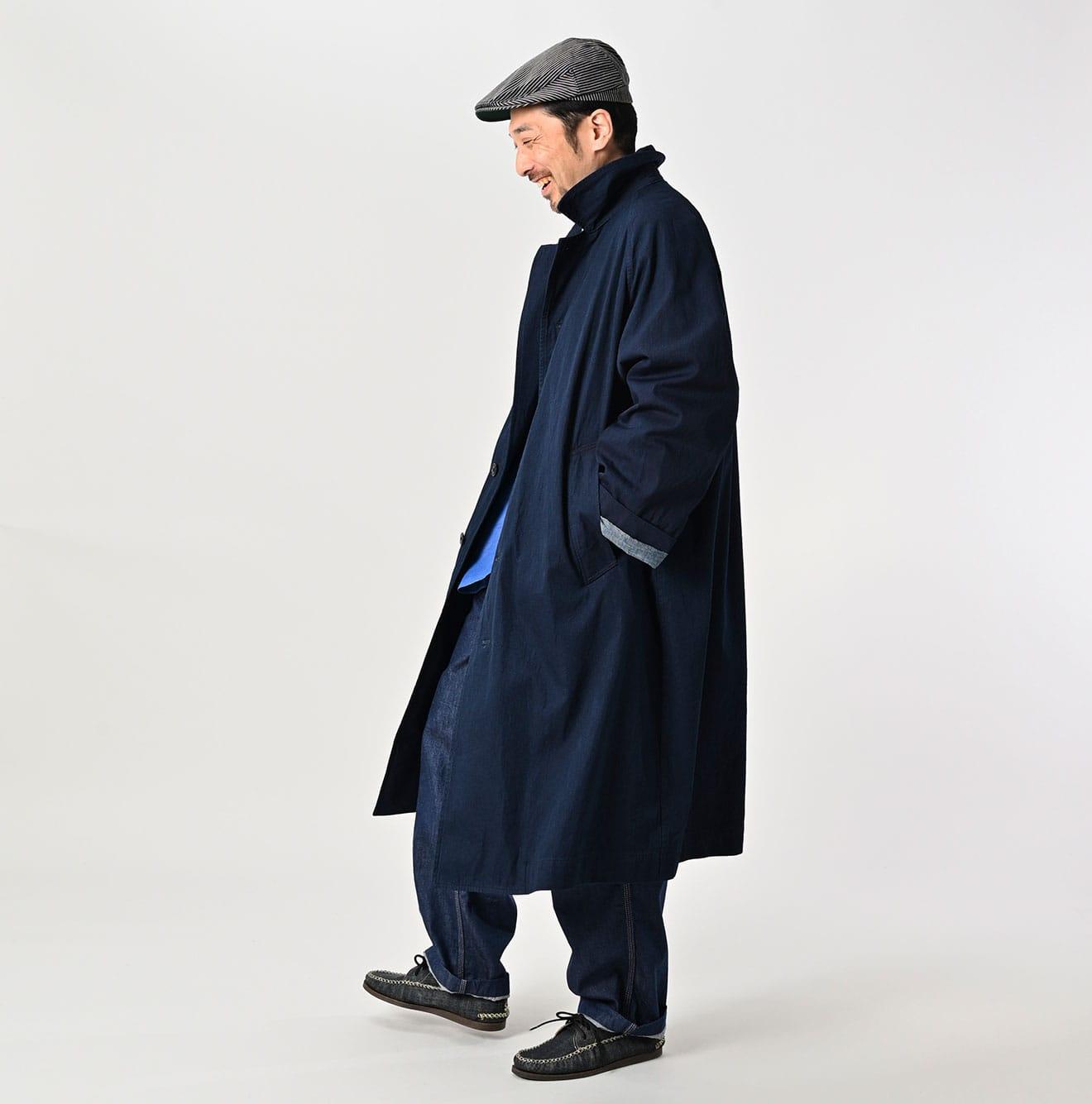 Indigo Light Gabardine 908 Balmacaan Coat (Size 4) – 45R GLOBAL Indigo Light Gabardine 908 Balmacaan Coat (Size 4) – 45R GLOBAL